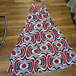 Red and White Maxi Dress